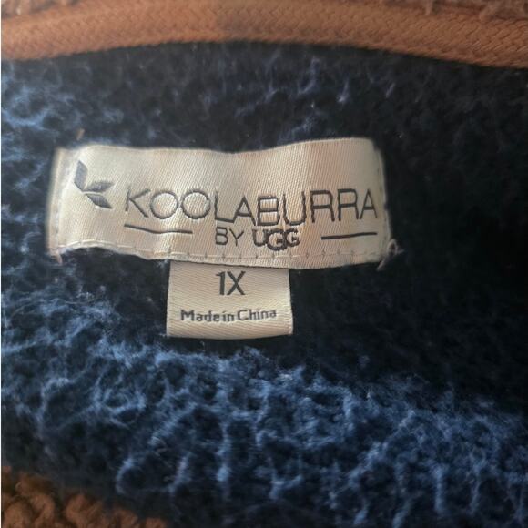 KOOLABURRA by UGG Blue Tan Sherpa Open Front Jacket Size 1X EUC - Picture 3 of 3